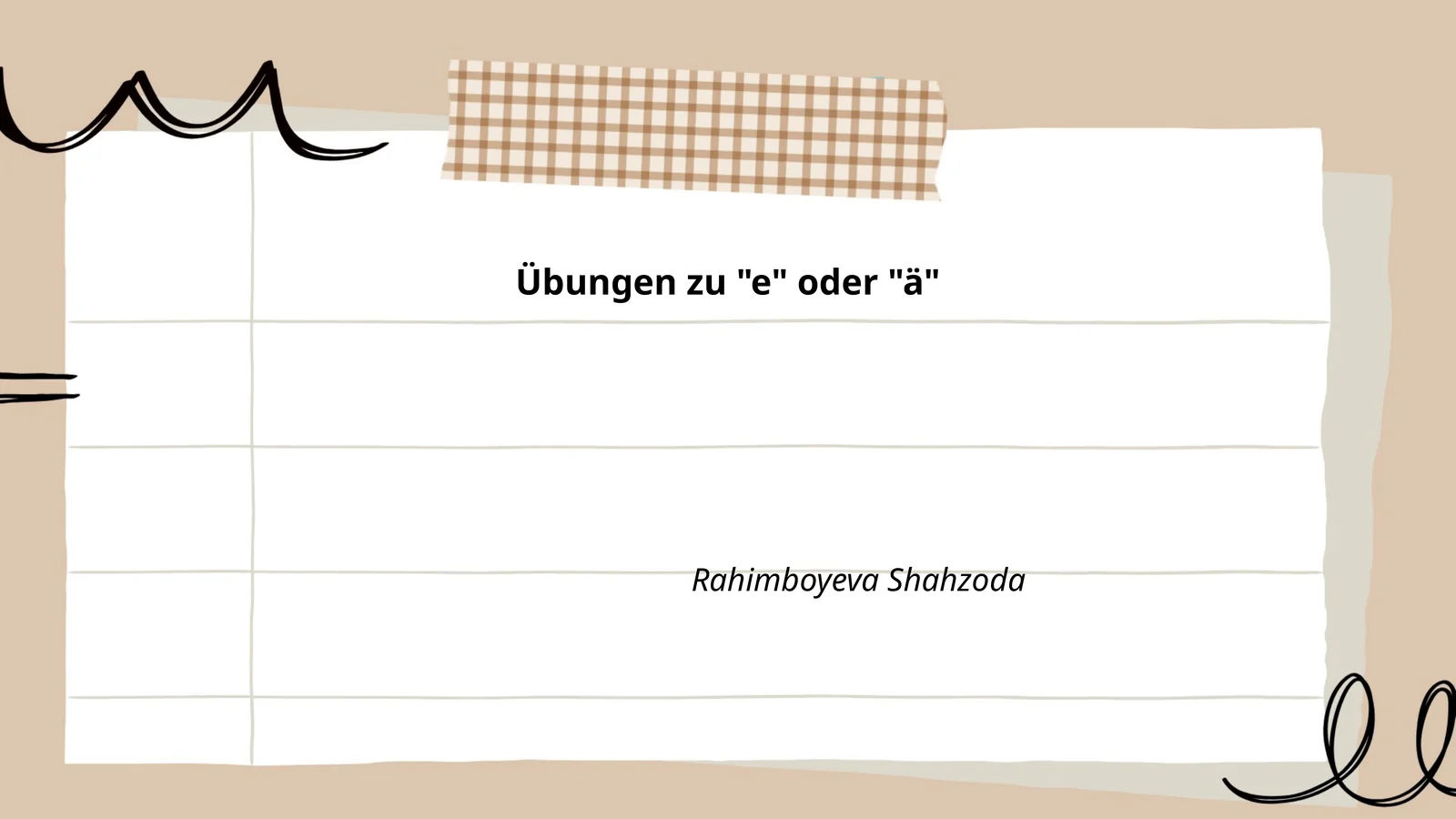 Wortschatzübungen zu "e" und "ä"