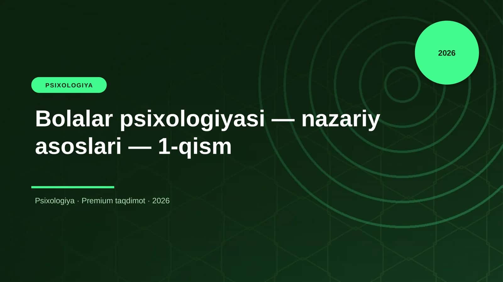 Bolalar psixologiyasi — nazariy asoslari — 1-qism