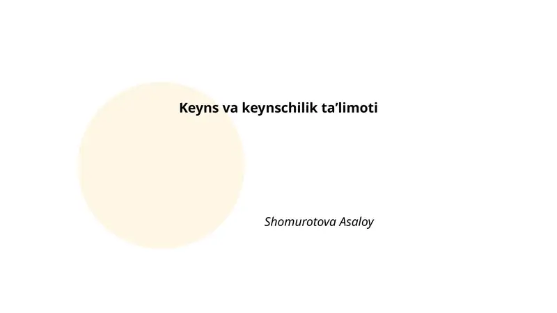 Keyns va keynschilik ta’limoti