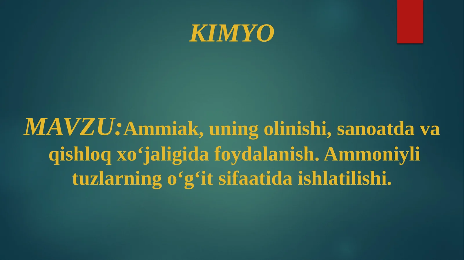 Ammiakning Kimyoviy Xossalari