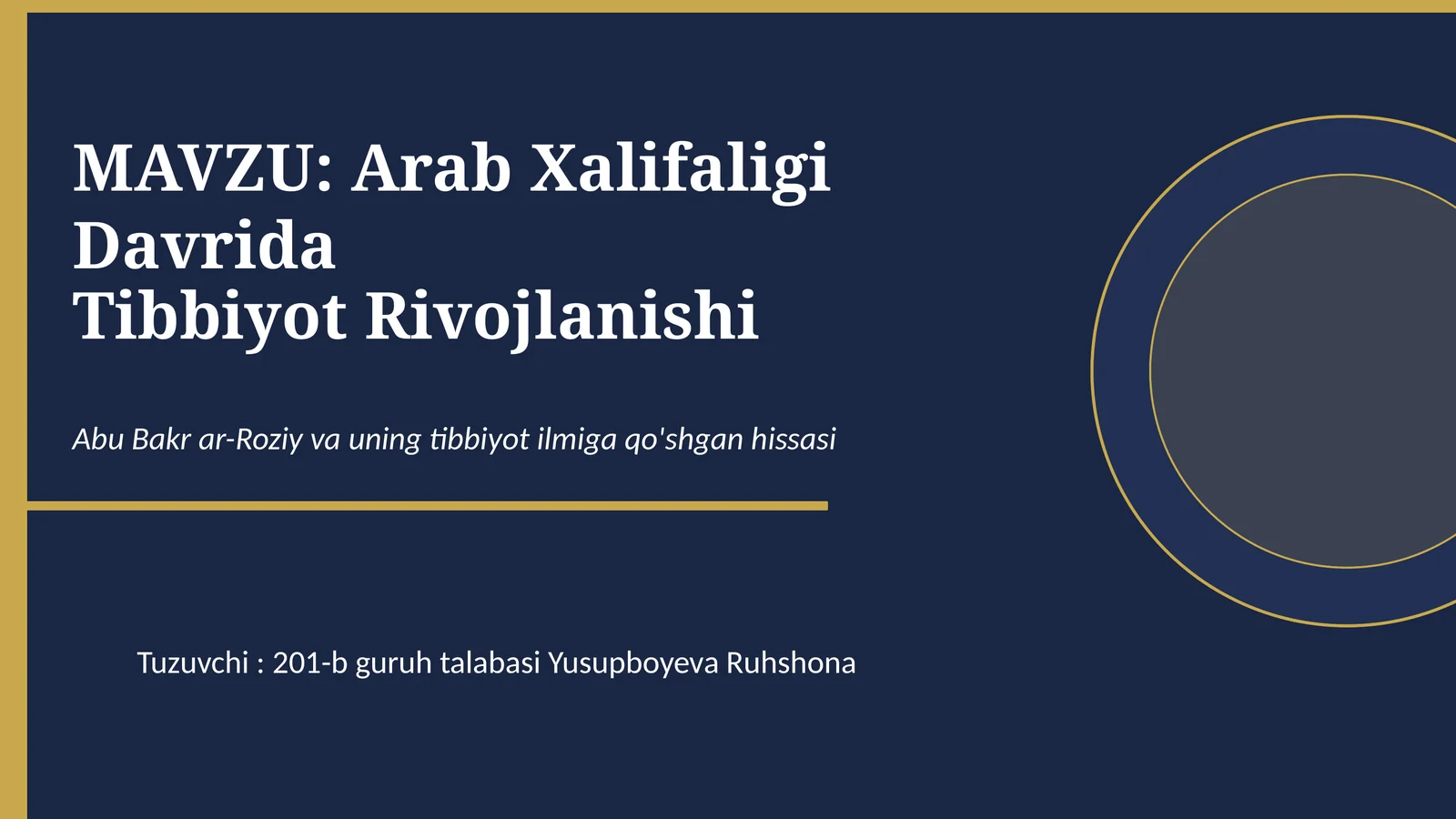 Arab Xalifaligi Davrida Tibbiyot Rivojlanishi