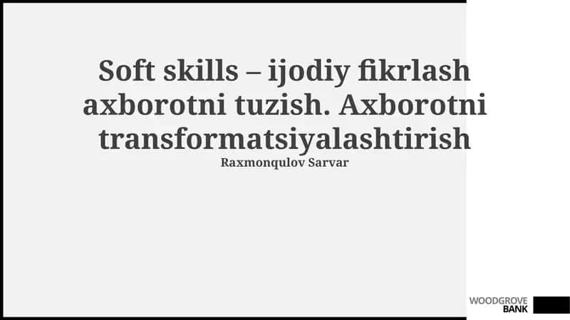 Ijodiy fikrlash axborotni tuzish