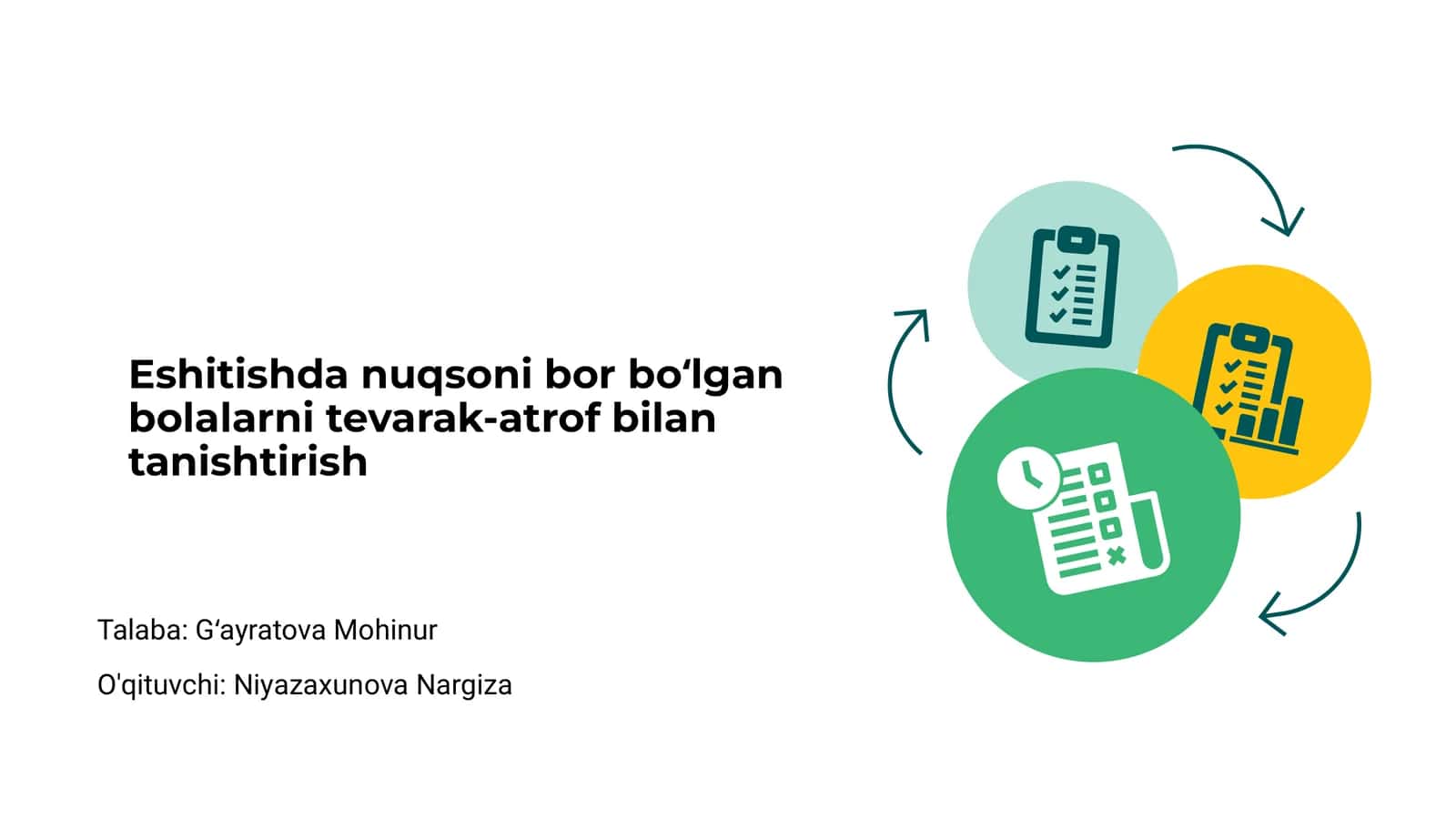 Eshitishda nuqsoni bor bolalarni tevarak-atrof bilan tanishtirish