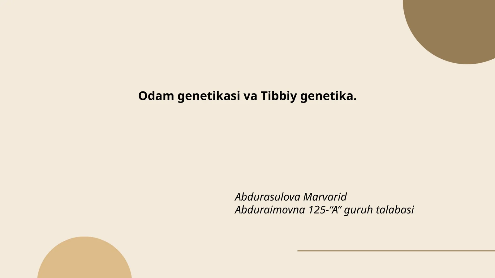 Odam genetikasi va Tibbiy genetika