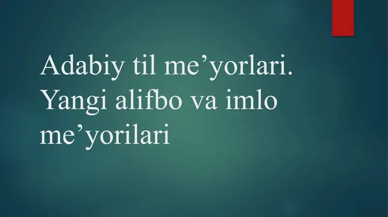 Adabiy til meʼyorlari. Yangi alifbo va imlo meʼyorilari