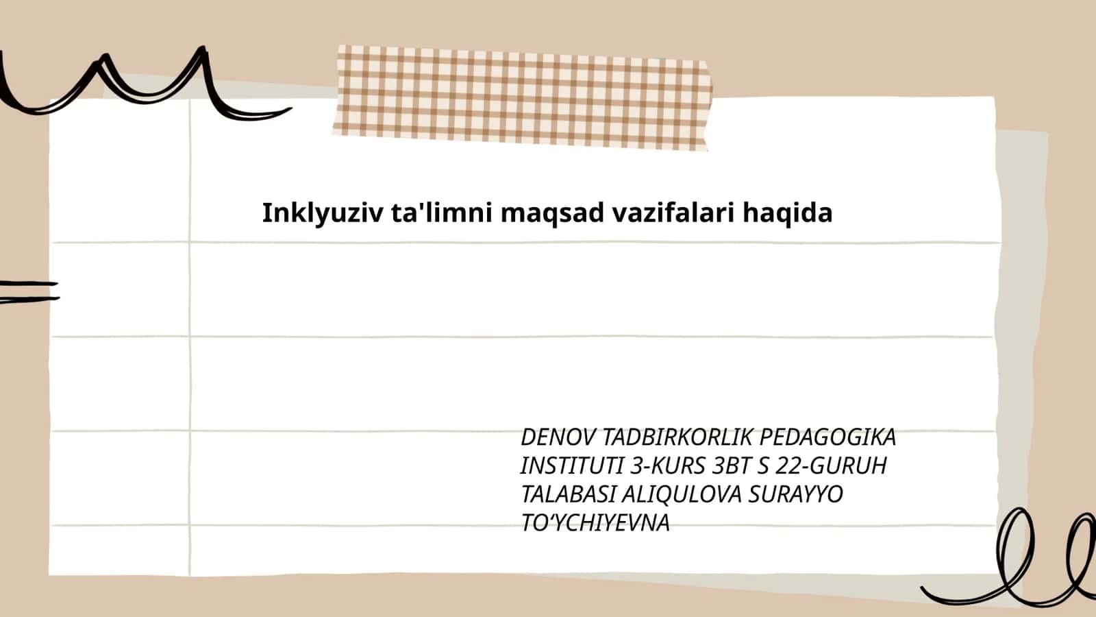 Inklyuziv ta'limni maqsad vazifalari haqida