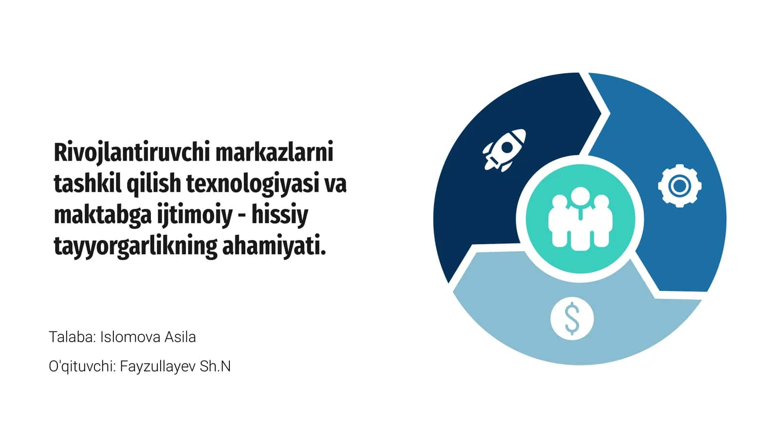 Rivojlantiruvchi markazlarni tashkil qilish texnologiyasi va maktabga ijtimoiy - hissiy tayyorgarlikning ahamiyati