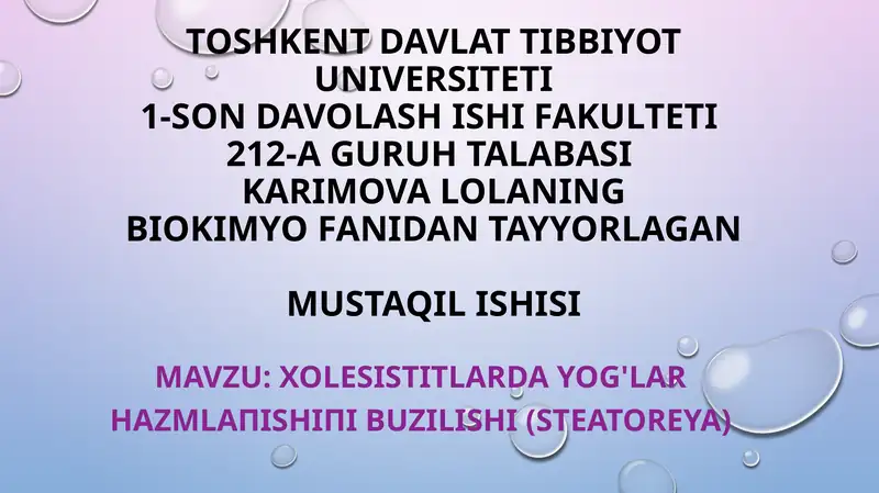 yog'lar hazmlanishi