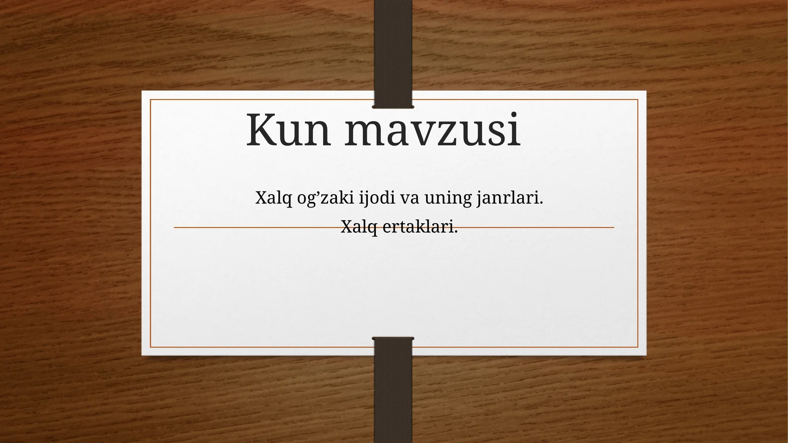Xalq og’zaki ijodi va uning janrlari