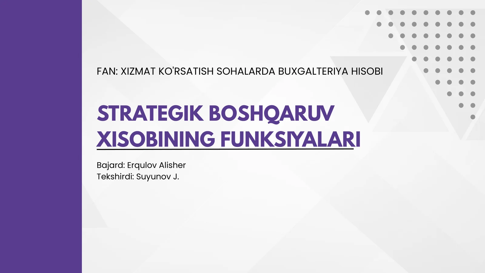 STRATEGIK BOSHQARUV XISOBINING FUNKSIYALARI