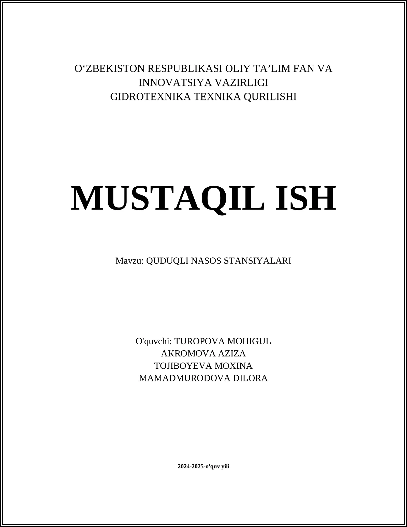 Quduqli nasos stansiyalari
