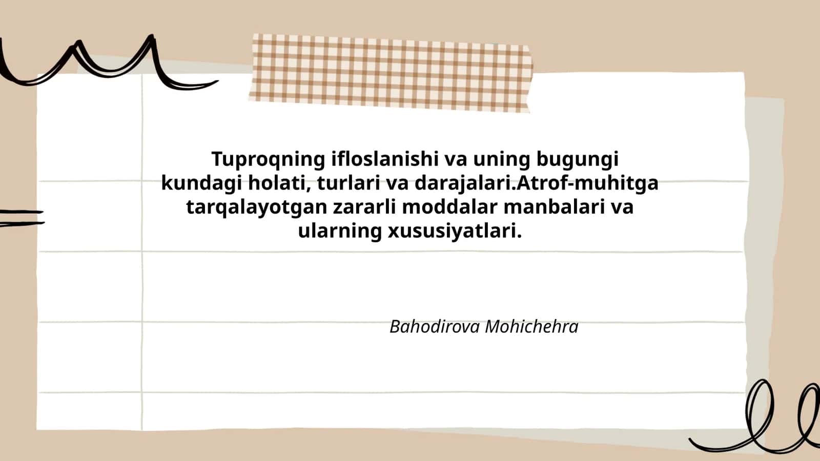 Tuproqning ifloslanishi va uning bugungi kundagi holati