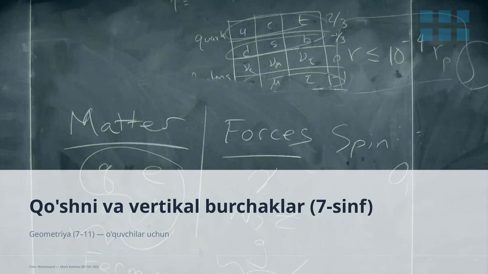 Qo'shni va vertikal burchaklar (7-sinf)