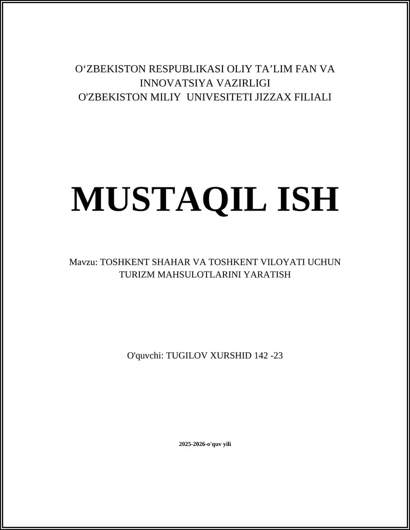Toshkent Shahri Tarixiy Ekskursiya Mahsuloti