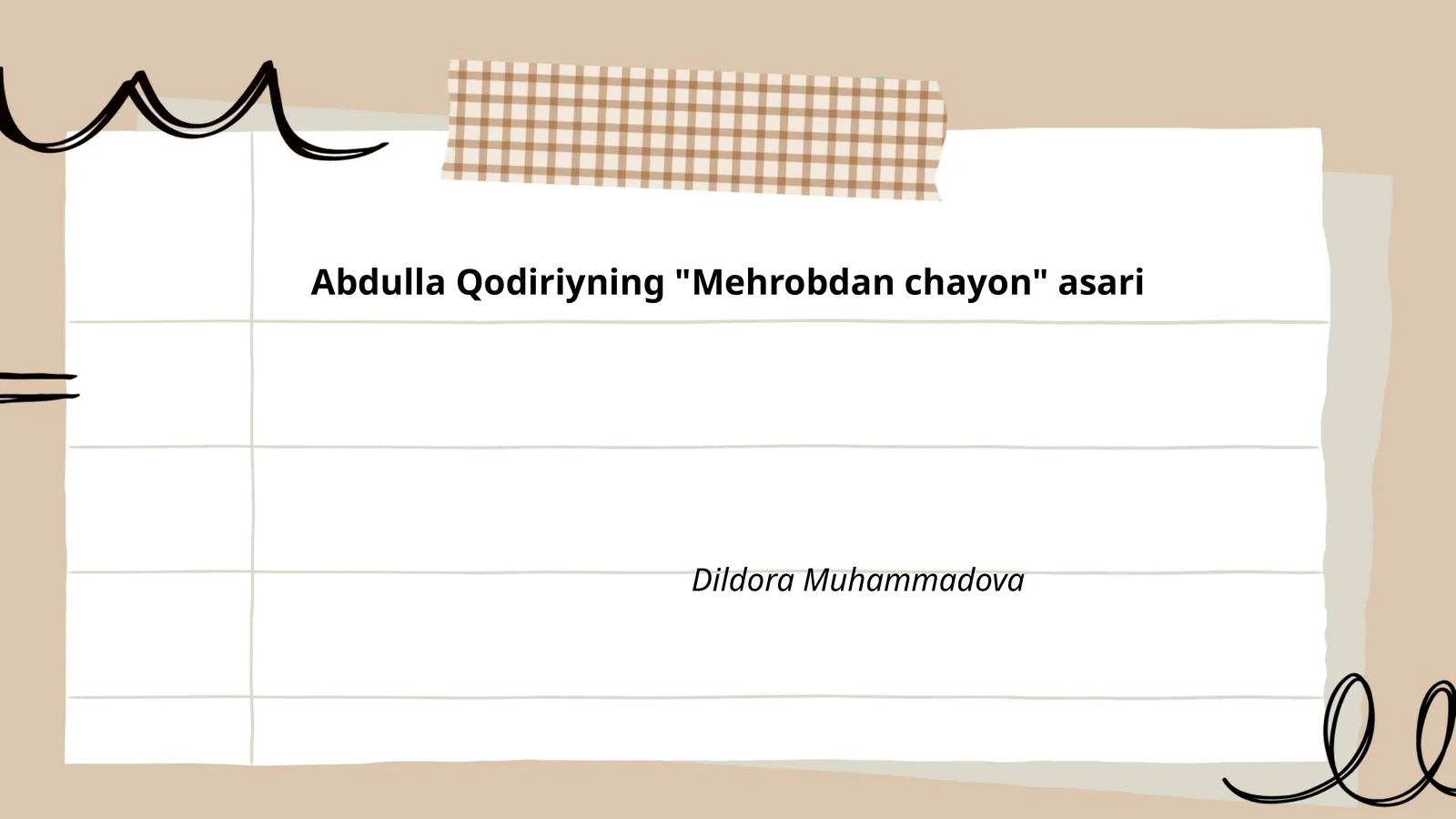 "Mehrobdan chayon" asari