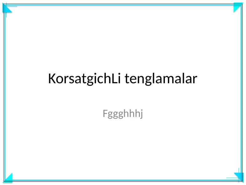 KorsatgichLi tenglamalar