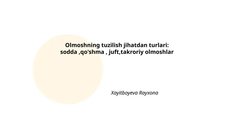 Sodda, qo'shma, juft, takroriy olmoshlar