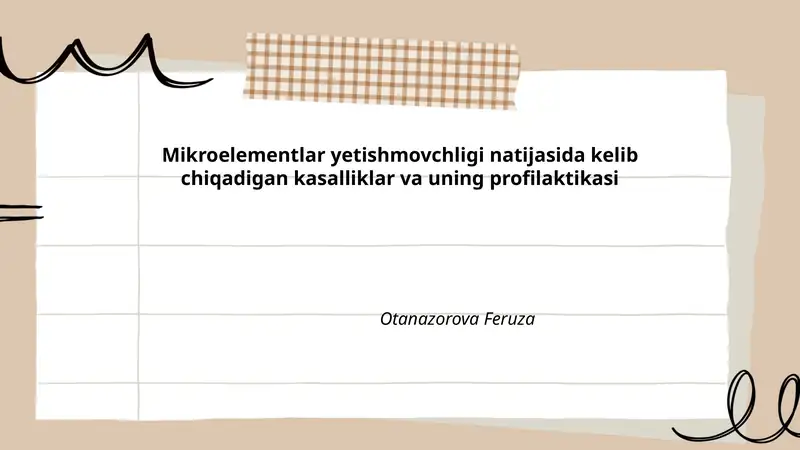 Mikroelementlar yetishmovchligi natijasida kelib chiqadigan kasalliklar va uning profilaktikasi
