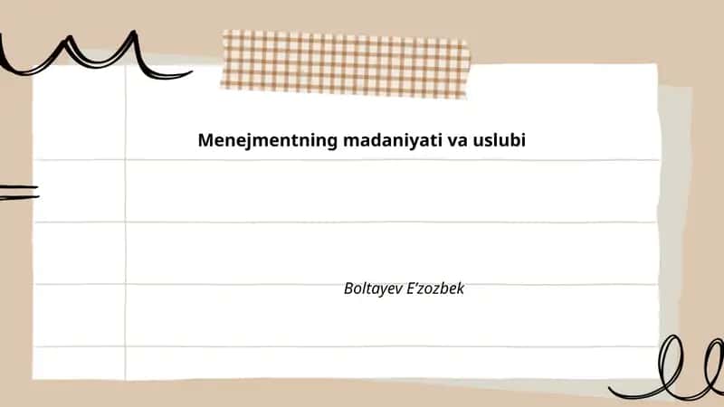 Menejmentning madaniyati va uslubi
