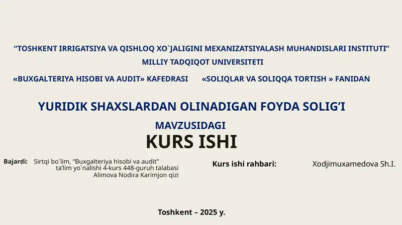 BUXGALTERIYA HISOBI VA AUDIT