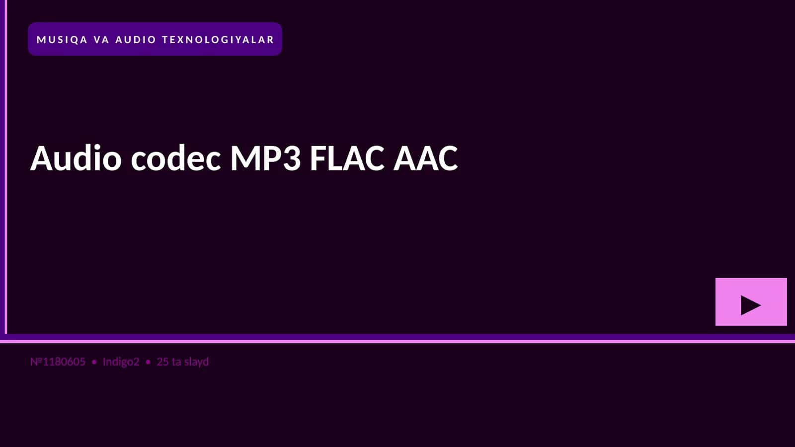 MUSIQA VA AUDIO TEXNOLOGIYALAR