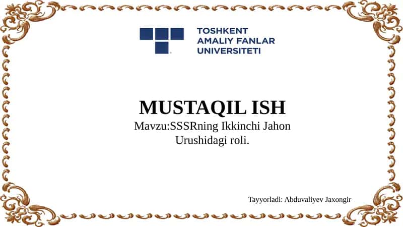 SSSRning Ikkinchi Jahon Urushidagi roli