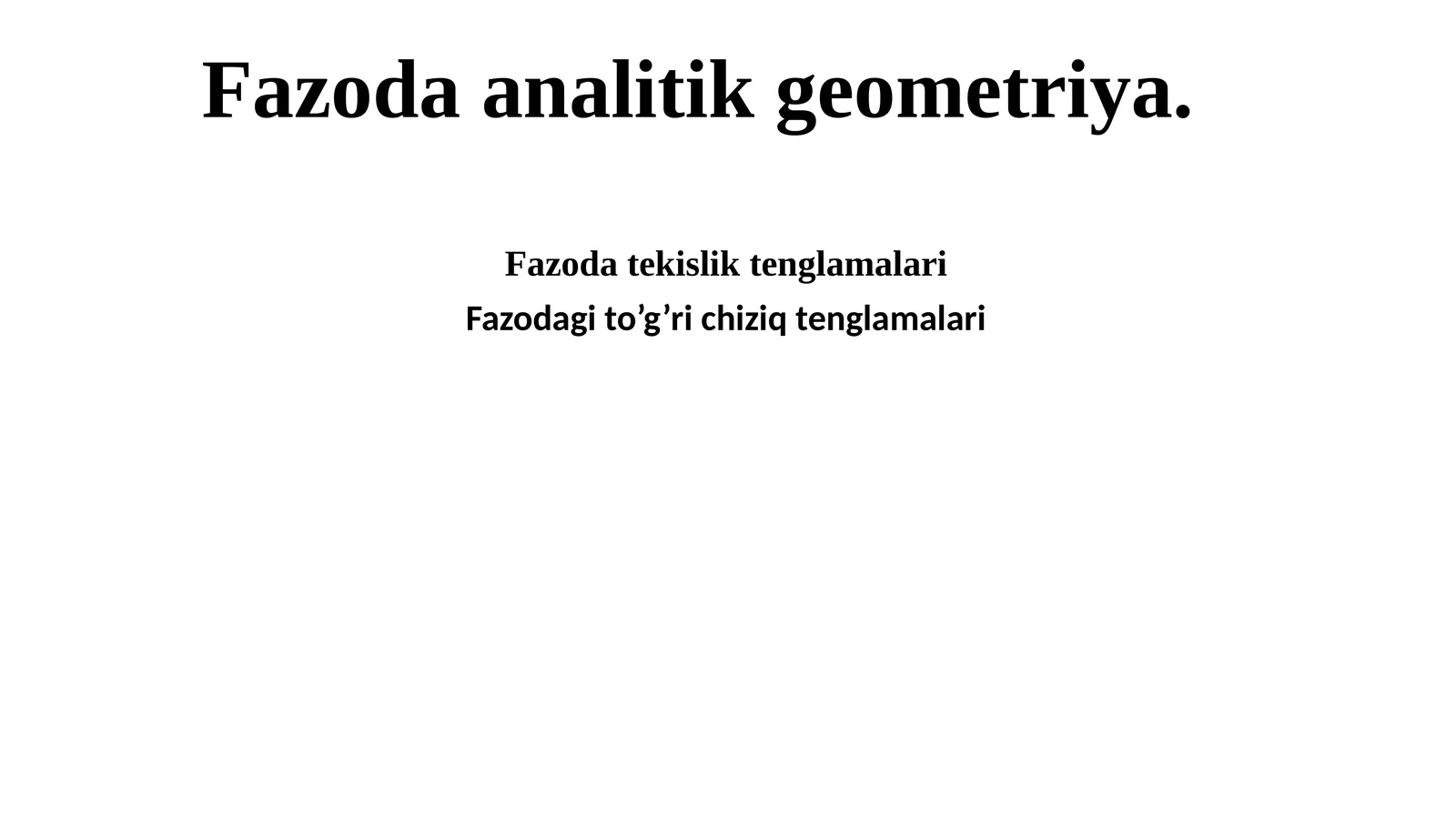 Fazoda analitik geometriya