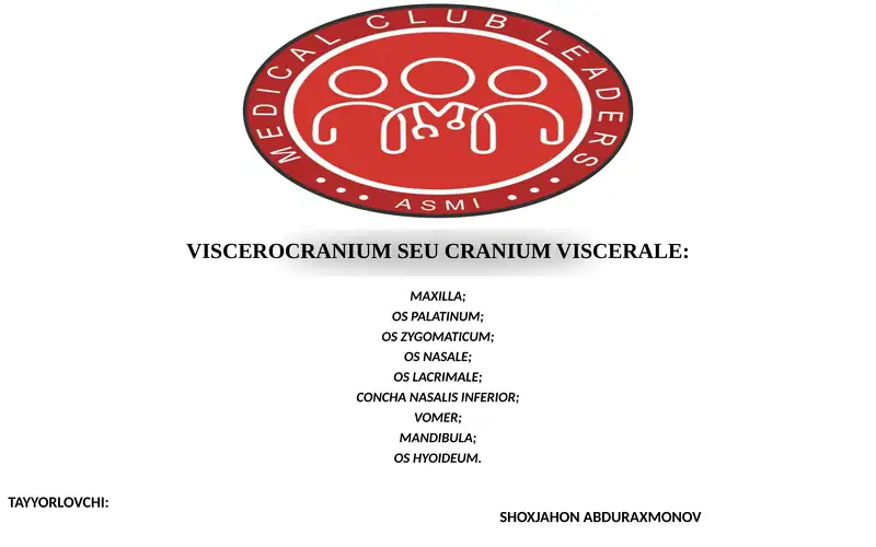 VISCEROCRANIUM SEU CRANIUM VISCERALE