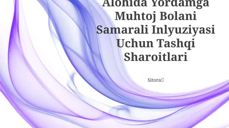 Alohida Yordamga Muhtoj Bolani Samarali Inlyuziyasi Uchun Tashqi Sharoitlari