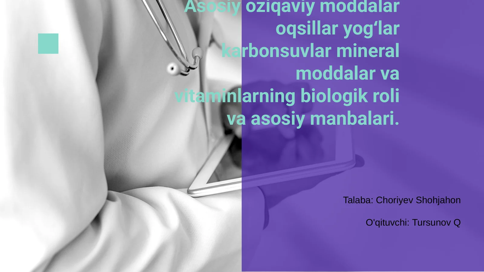 Oziqaviy moddalar va ularning turlari