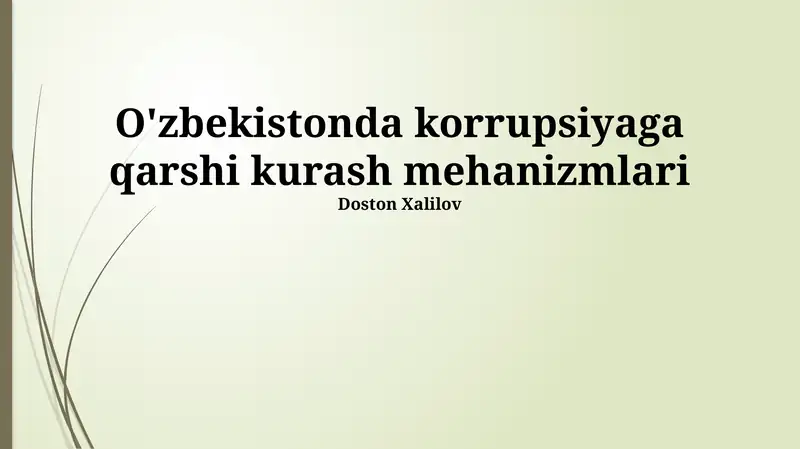 O'zbekistonda korrupsiyaga qarshi kurash mehanizmlari