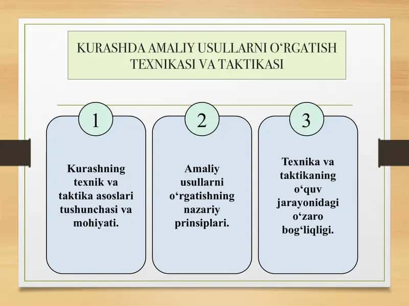 Kurashda amaliy usullarni o‘rgatish texniki va taktikasi
