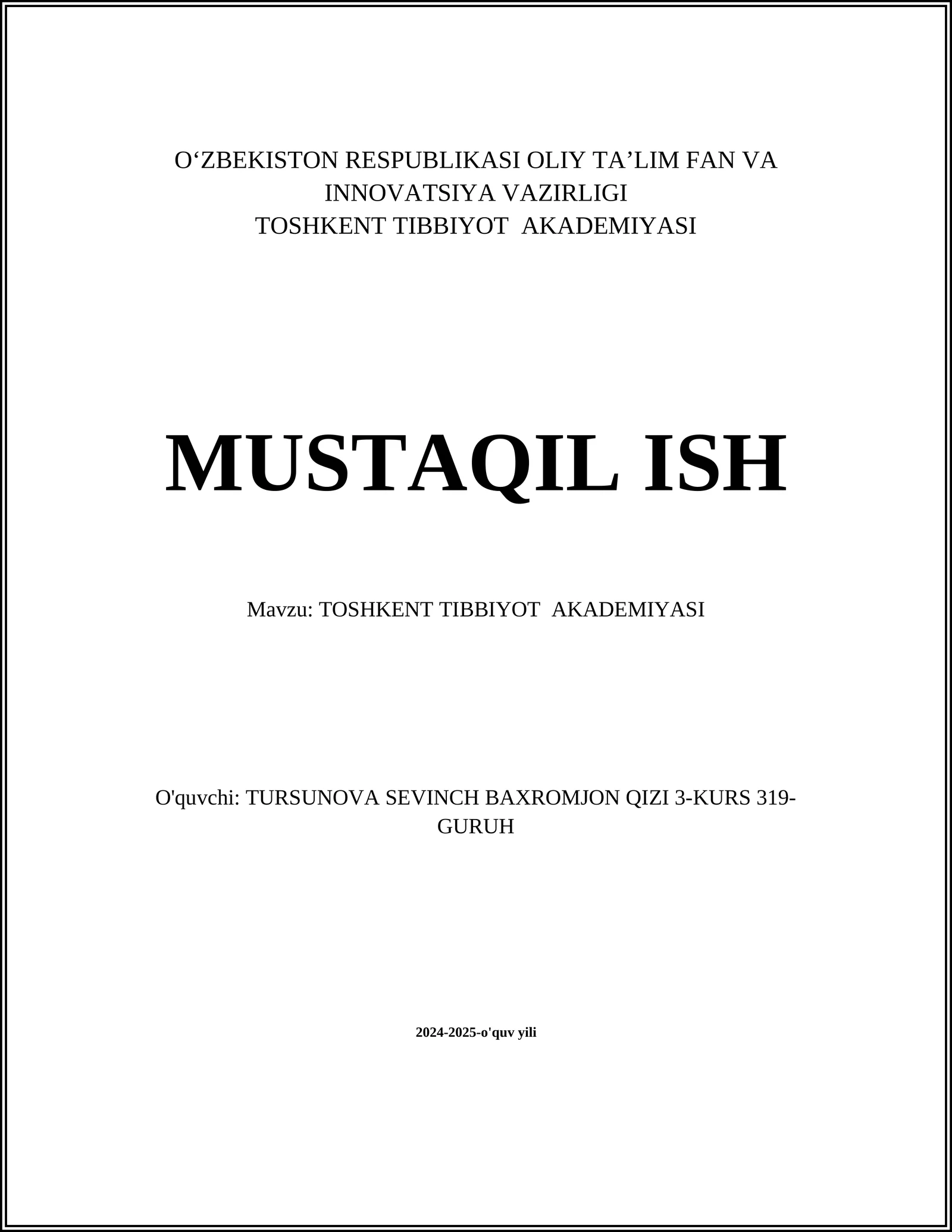Toshkent Tibbiyot Akademiyasi