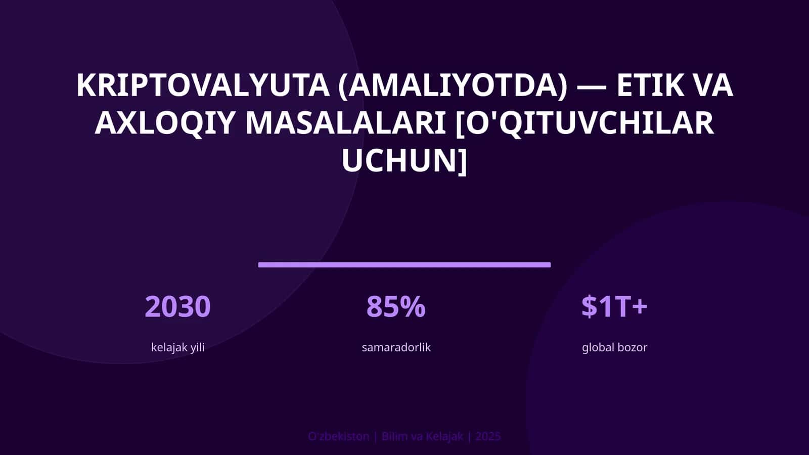 Kriptovalyuta (amaliyotda) — etik va axloqiy masalalari [o'qituvchilar uchun]