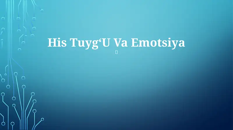 Tuygʻu va his-tuyg'ularning tabiati, uning Tuyg'u Va Emotsiya