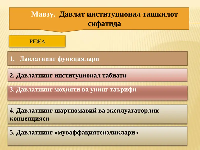 Давлатнинг институционал табиати