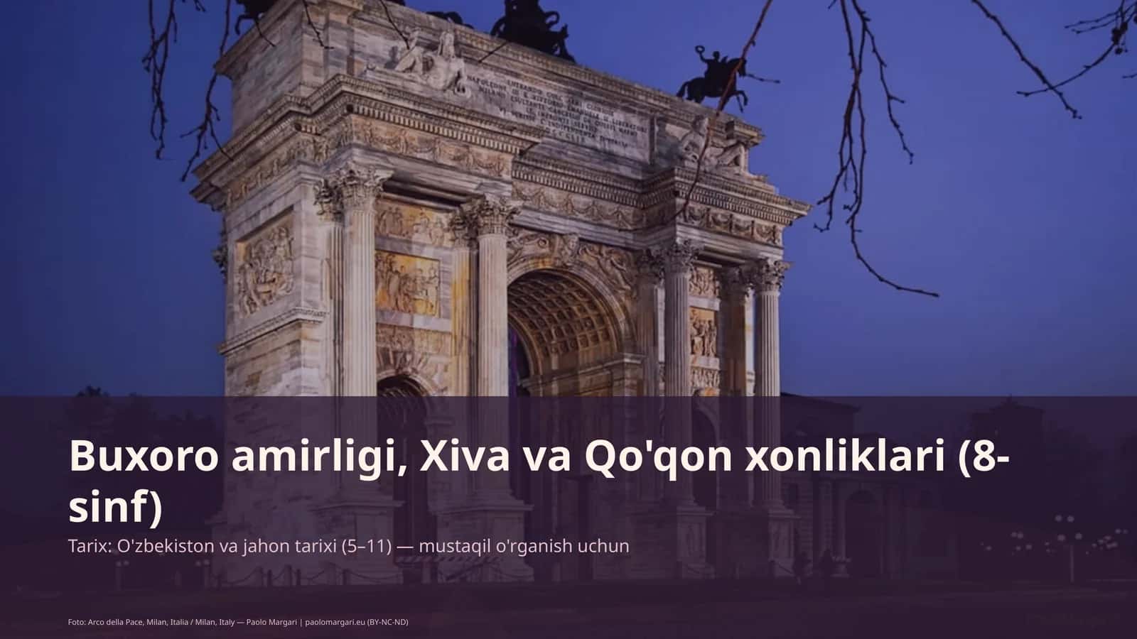 Buxoro amirligi, Xiva va Qo'qon xonliklari (8-sinf)