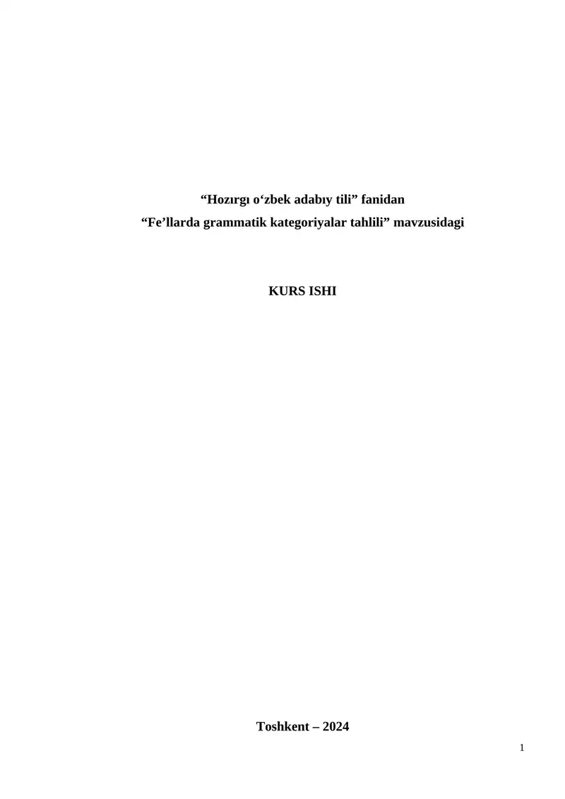 Fe’llarda grammatik kategoriyalar tahlili