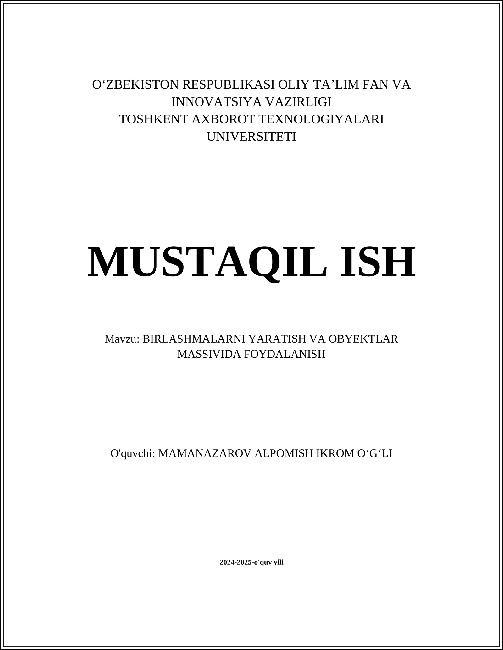 Obyektlar yaratish usullari