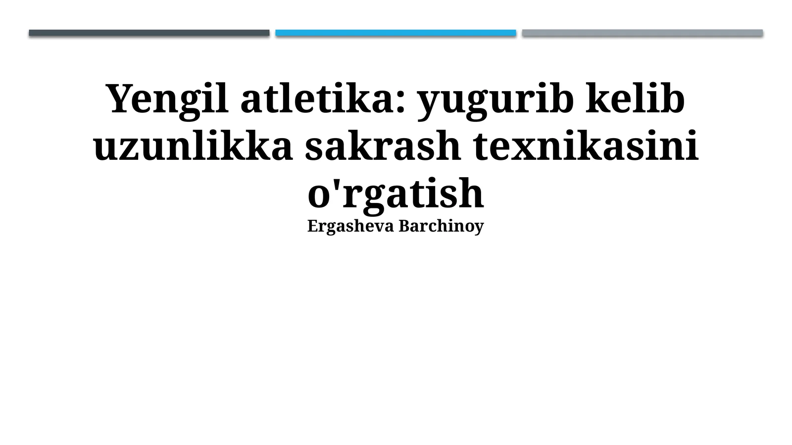 Yengil atletika: yugurib kelib uzunlikka sakrash texnikasini o'rgatish