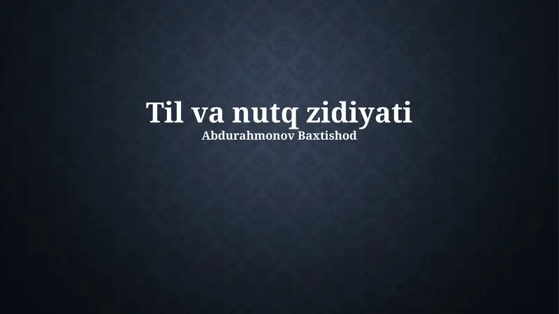 Til va nutq ziddiyati