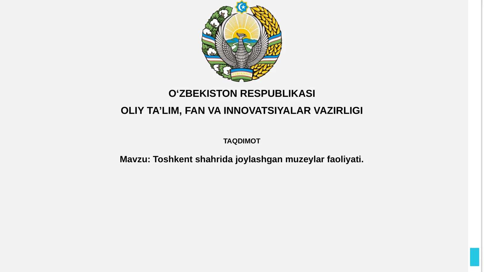 Toshkentshahridajoylashganmuzeylarfaoliyati