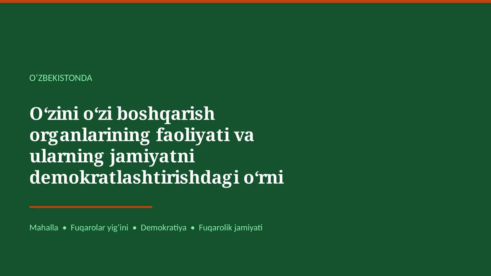 Oʻzini oʻzi boshqarish organlari va demokratiya