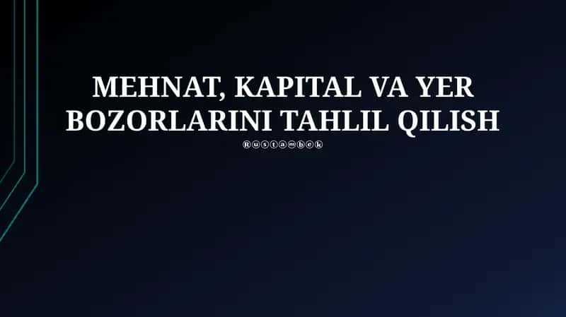MEHNAT, KAPITAL VA YER BOZORLARINI TAHLIL QILISH