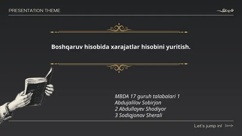 Boshqaruv hisobida xarajatlar hisobini yuritish