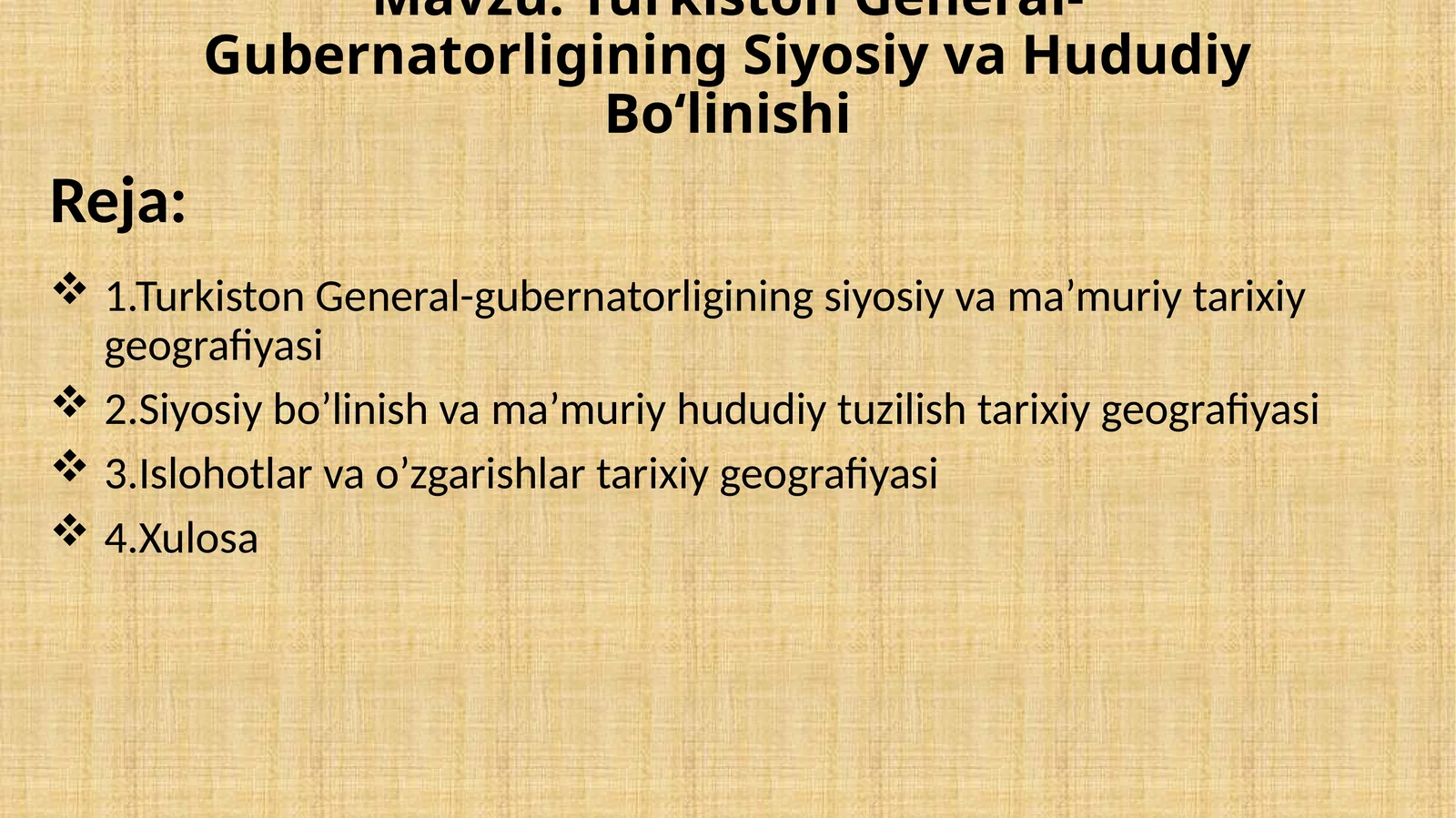 Turkiston General-Gubernatorligining Siyosiy va Hududiy Bo‘linishi