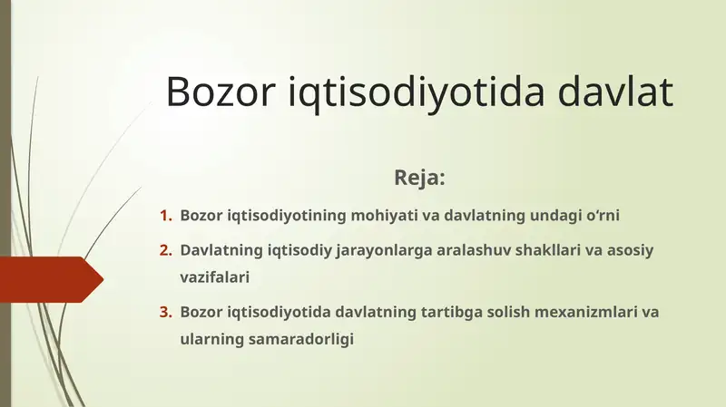 Bozor iqtisodiyotida davlat
