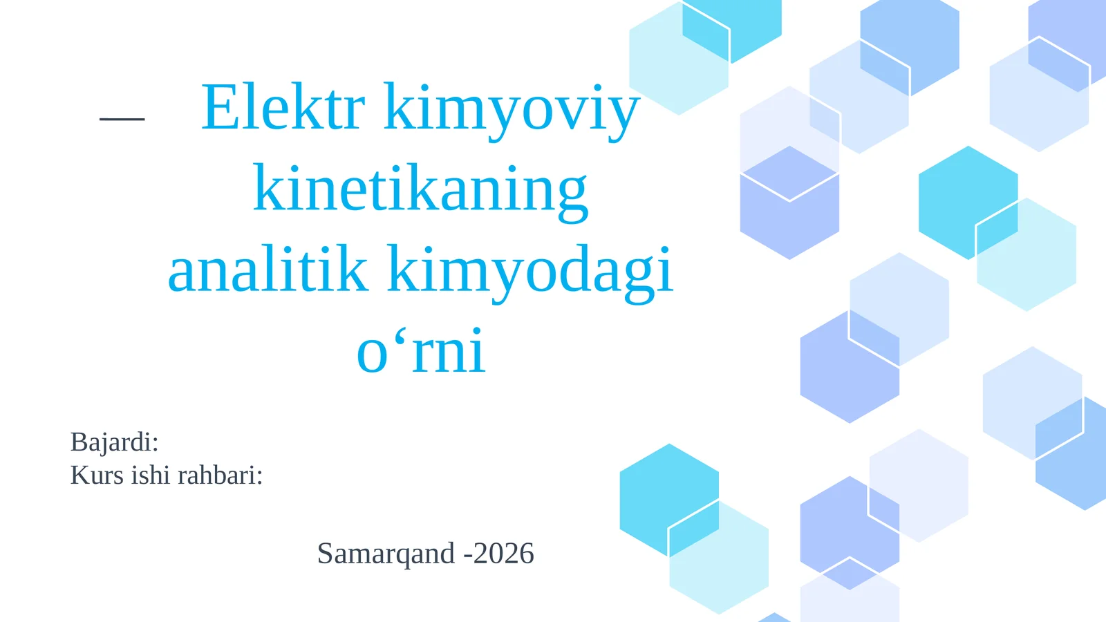 Elektr kimyoviy kinetikaning  analitik kimyodagi oʻrni