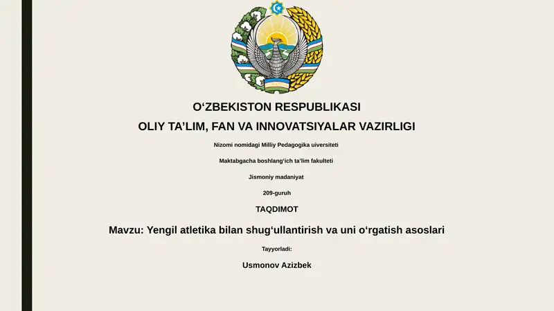 Yengil atletika bilan shugʻullantirish va uni oʻrgatish asoslari