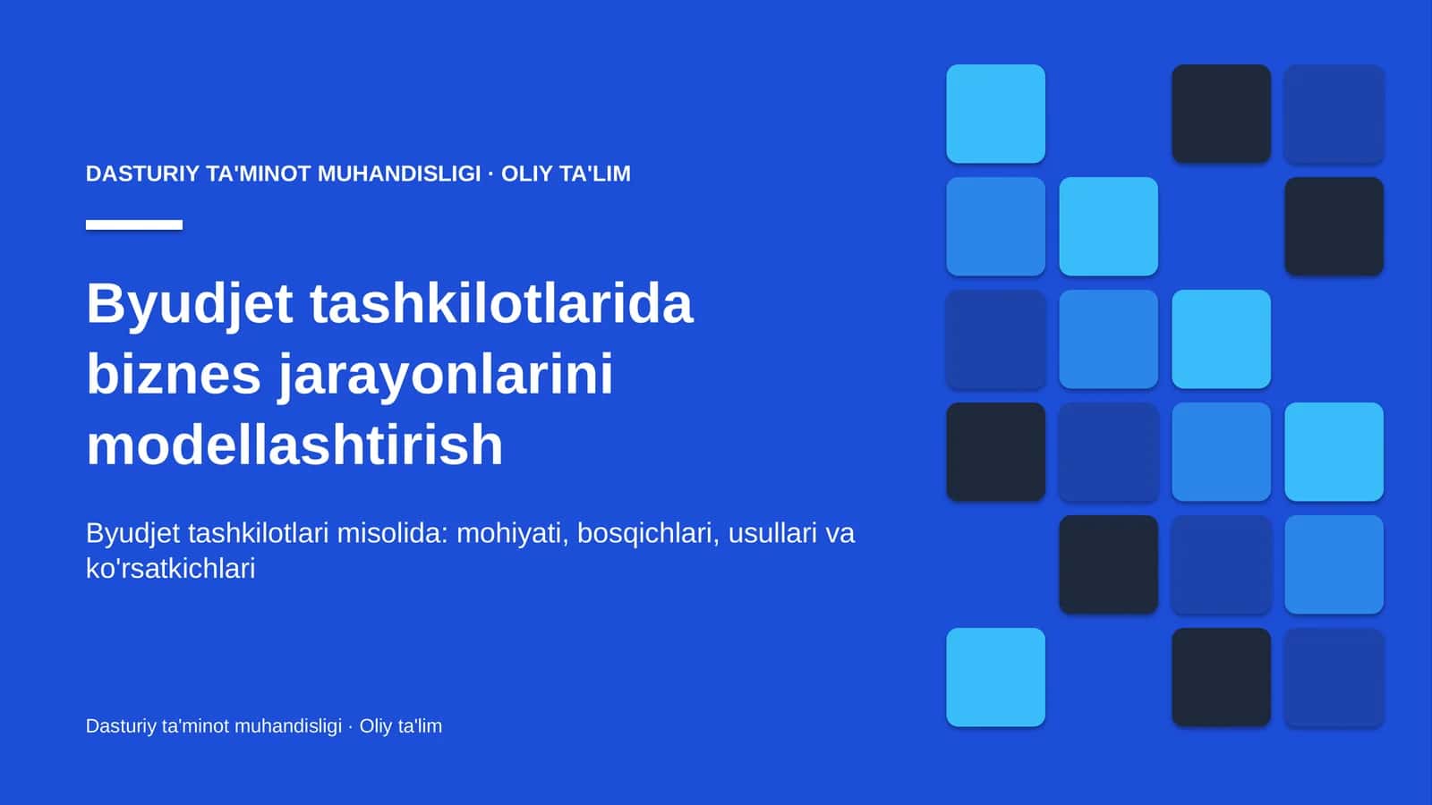 DASTURIY TA'MINOT MUHANDISLIGI · OLIY TA'LIM